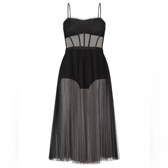 BCBGMaxAzria Dresses & Skirts - NWT BCBG MAXAZRIA SHEER CORSET MIDI DRESS SIZE 6